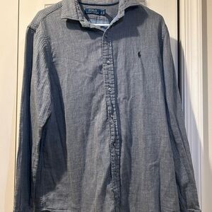 Ralph Lauren Men's Long Sleeve Blue Button-Down Shirt Medium